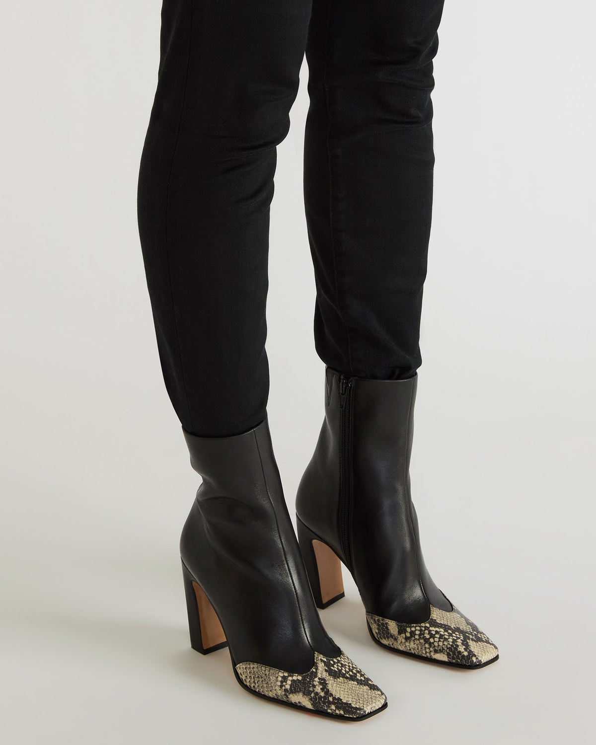 LYLE Grey Leather Square-Toe Heeled Women's Ankle Boot | Steve Madden Latest