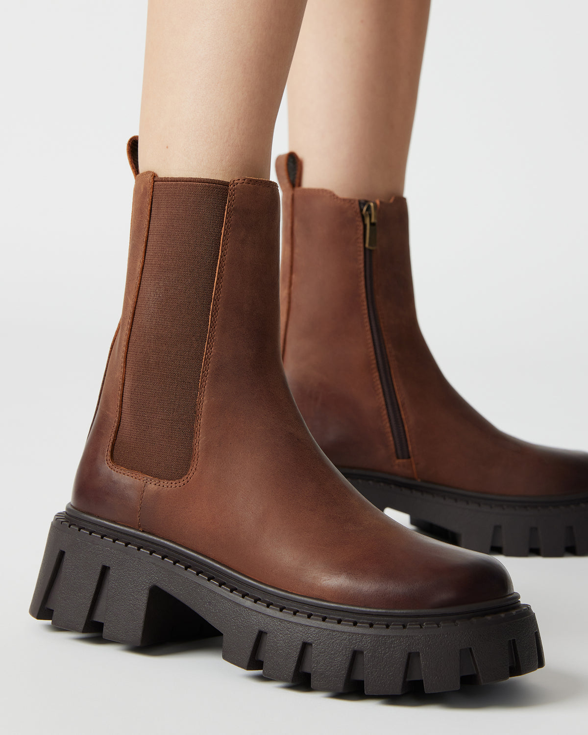 CHARGES Brown Distressed Platform Bootie | Women's Booties | Steve Madden Classic