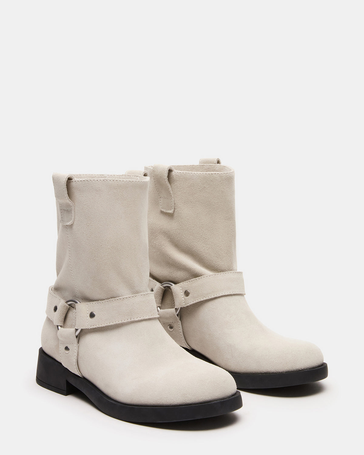 LANI White Suede Women's Moto Ankle Boot | Steve Madden Classic