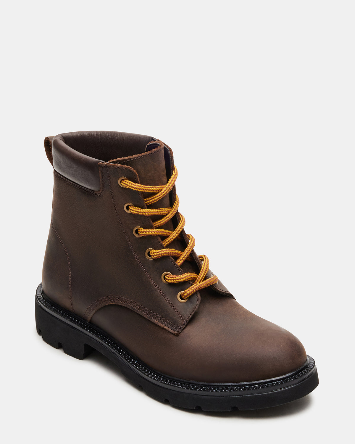 WYLDER Brown Leather Ankle Boot | Women's Booties | Steve Madden Classic