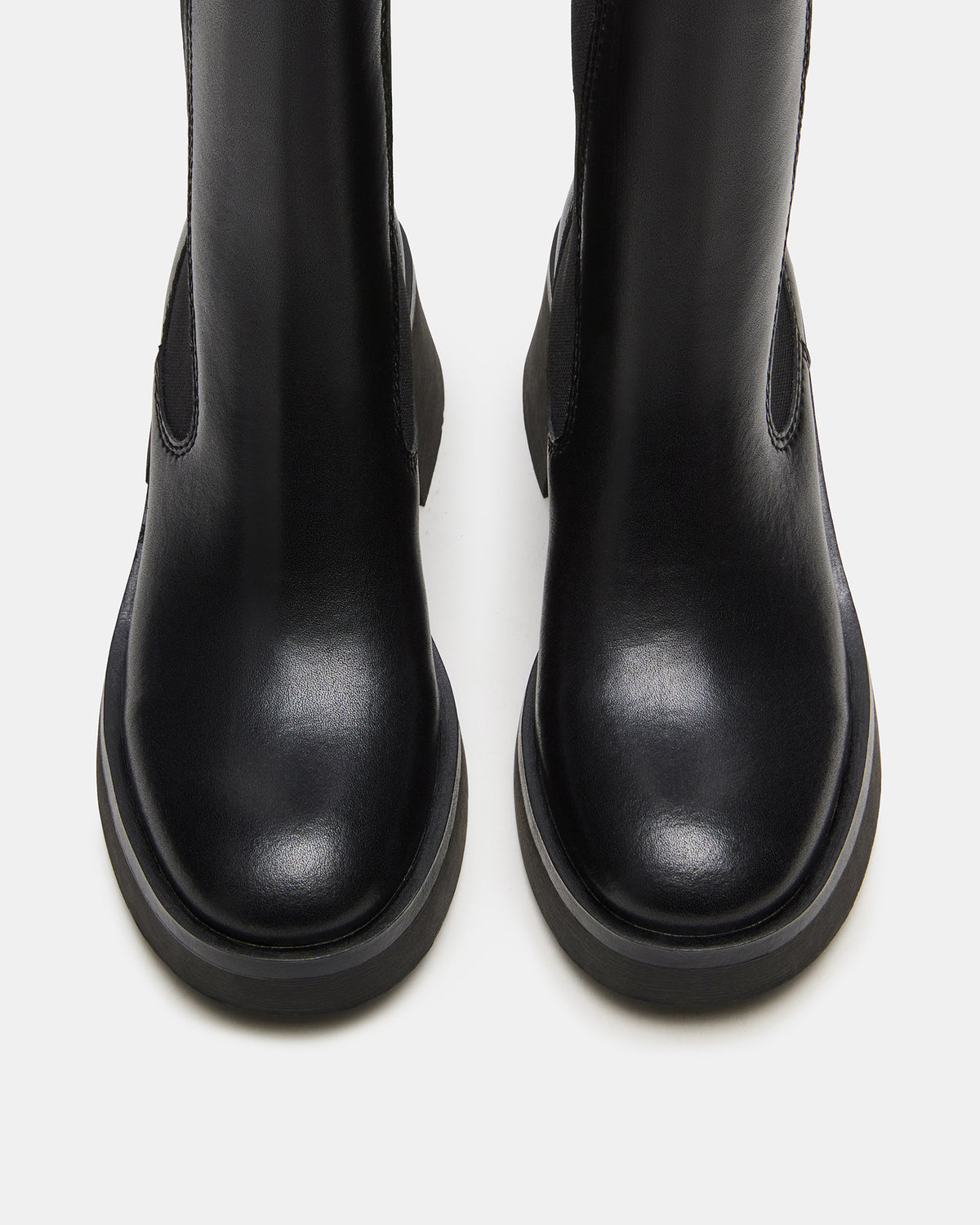 MURRAY Black Leather Block Heel Ankle Boot | Women's Booties | Steve Madden Deals