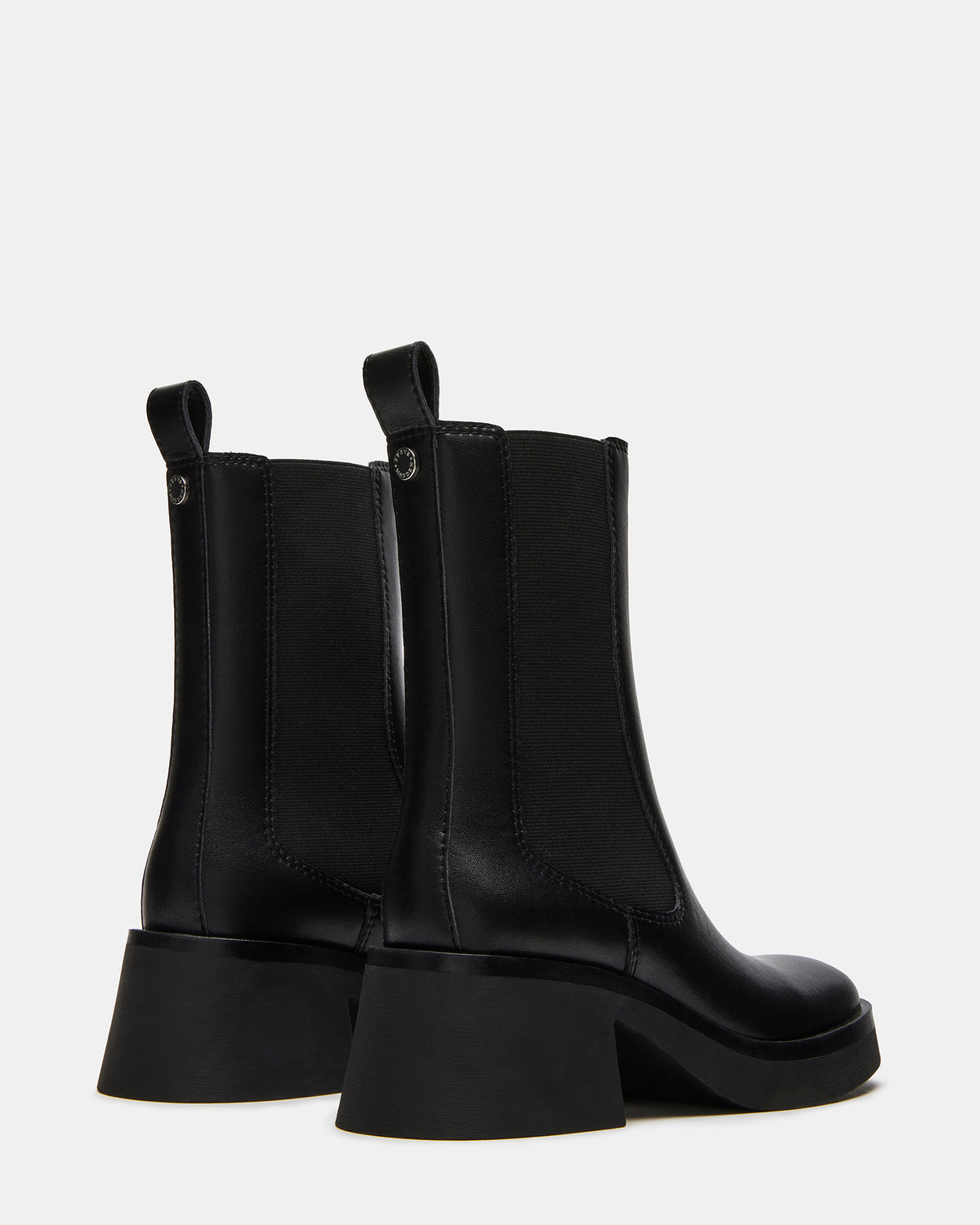 MURRAY Black Leather Block Heel Ankle Boot | Women's Booties | Steve Madden Deals