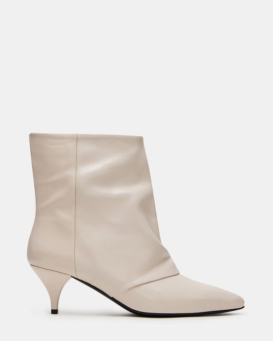 SHINER White Leather Pointed-Toe Kitten Heel Women's Ankle Boot | Steve Madden Value
