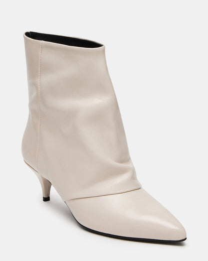 SHINER White Leather Pointed-Toe Kitten Heel Women's Ankle Boot | Steve Madden Value