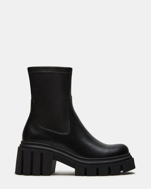 BOOMBA Black Lug Sole Ankle Boot | Women's Booties | Steve Madden Trending