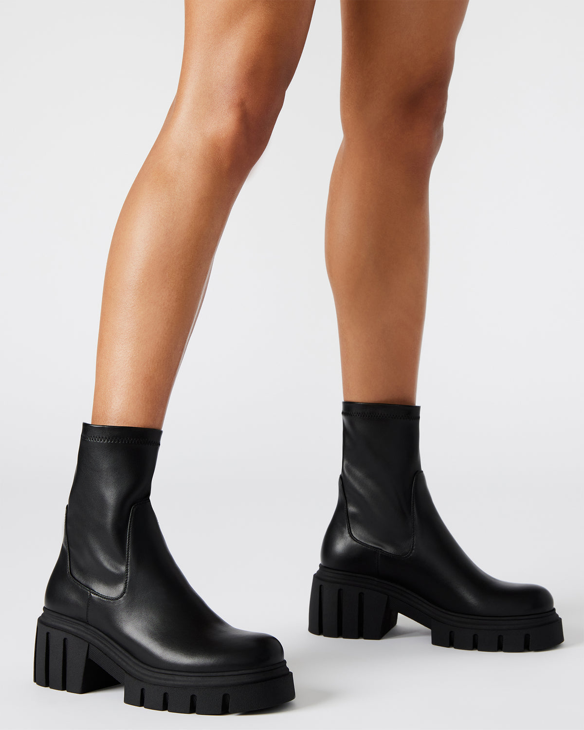 BOOMBA Black Lug Sole Ankle Boot | Women's Booties | Steve Madden Trending