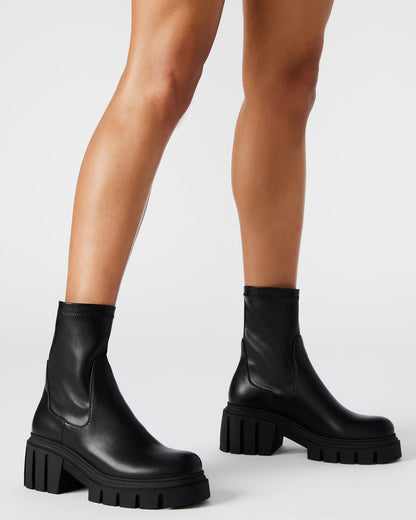 BOOMBA Black Lug Sole Ankle Boot | Women's Booties | Steve Madden Trending