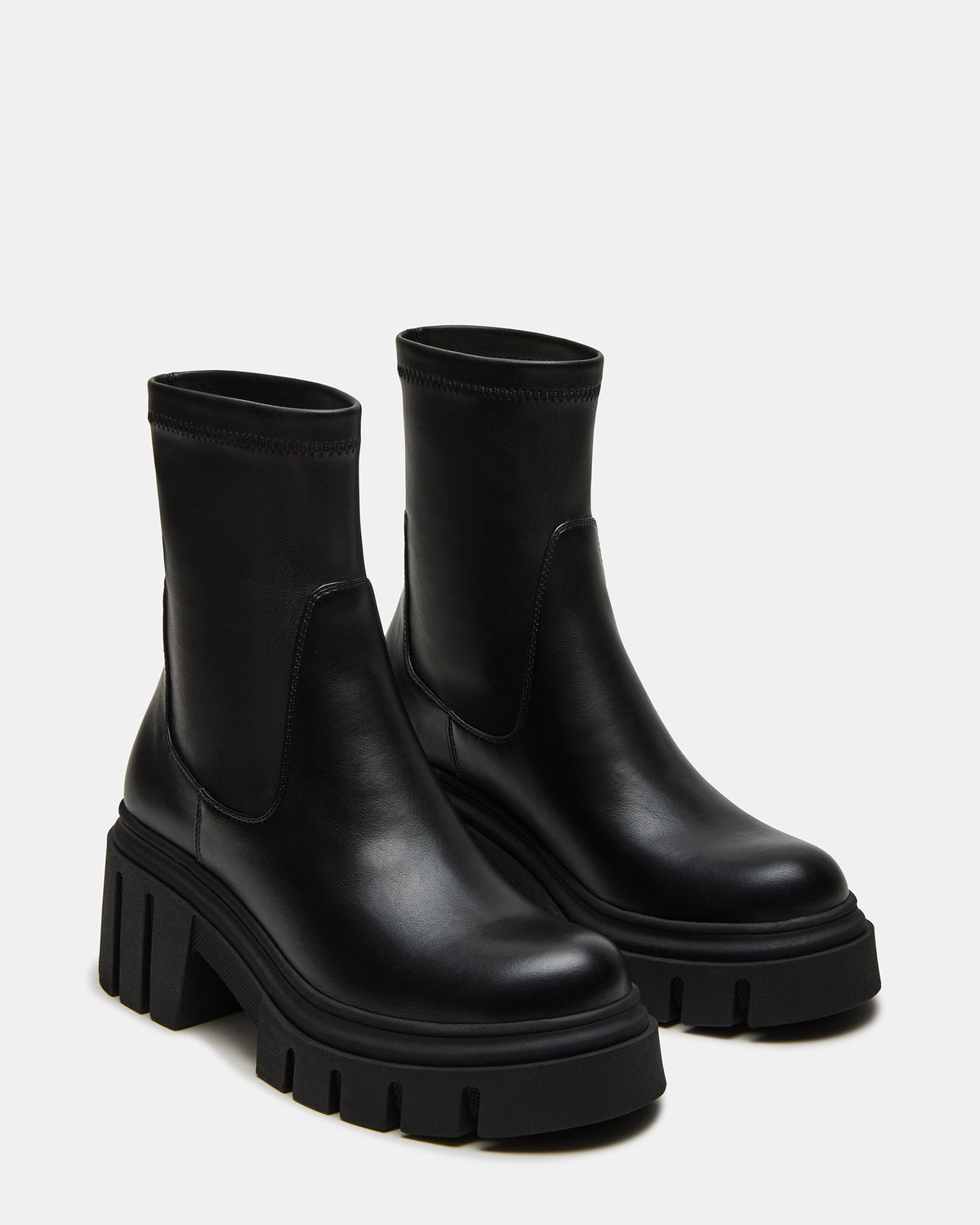 BOOMBA Black Lug Sole Ankle Boot | Women's Booties | Steve Madden Trending