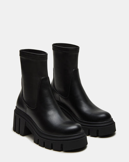 BOOMBA Black Lug Sole Ankle Boot | Women's Booties | Steve Madden Trending