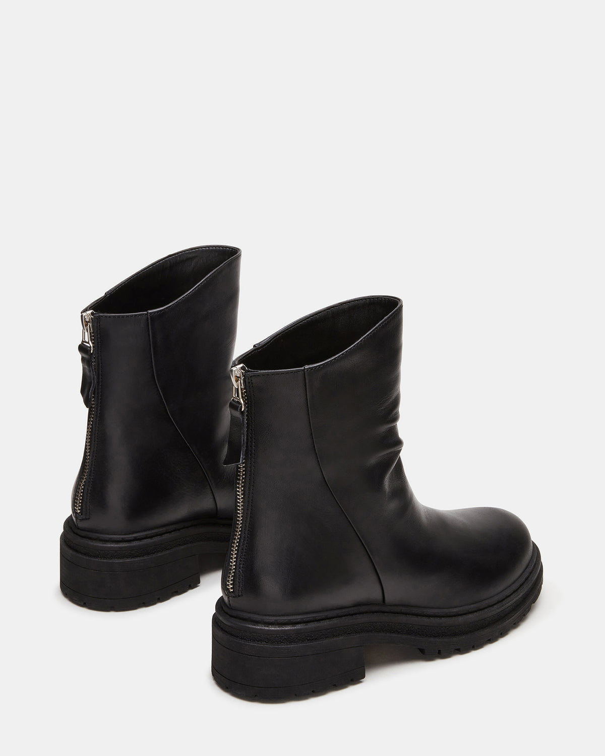 ESSENTIAL Black Leather Scrunched Ankle Boot | Women's Booties | Steve Madden Great Value