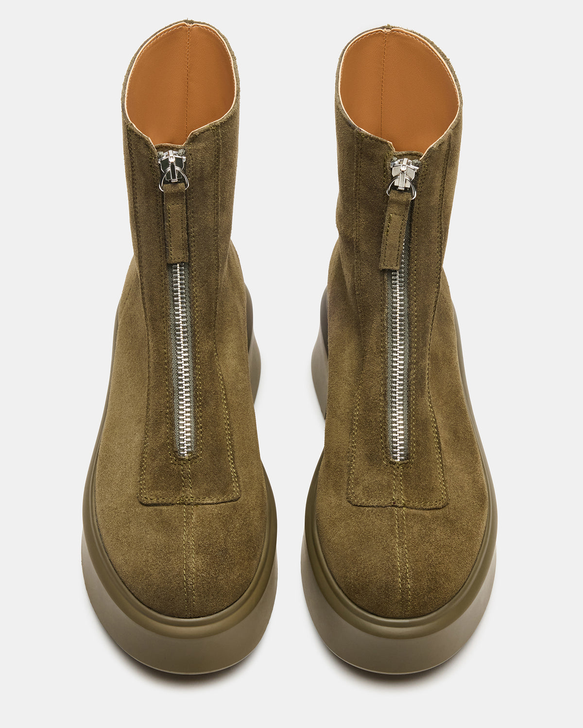 JONES Olive Suede Zipper Lug Women's Ankle Boot | Steve Madden Value