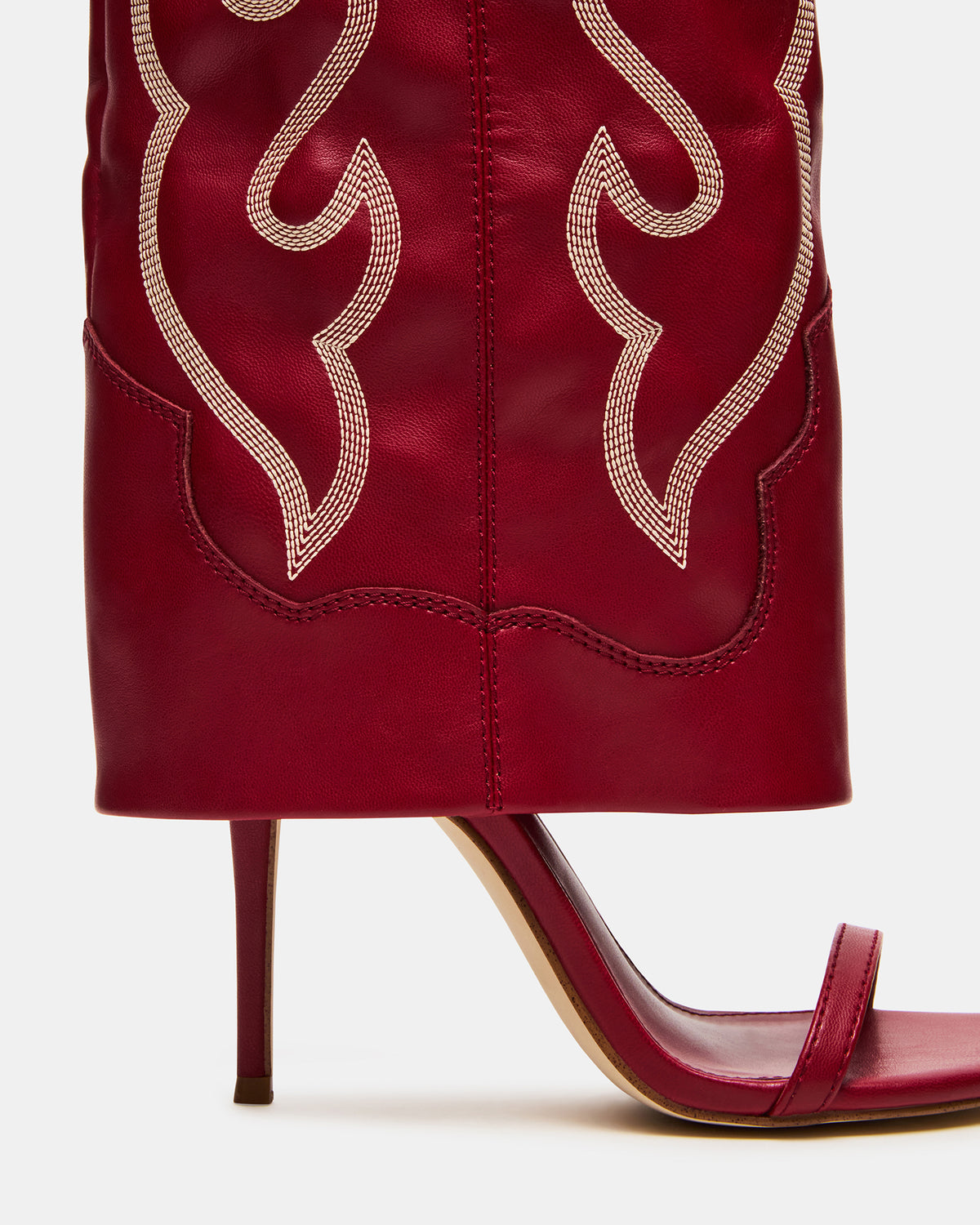 RAVINE Western Red Knee-High Cuffed Stiletto Heel Women's Boot | Steve Madden Special Offer