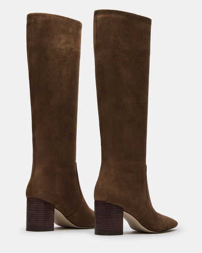 SKYLINE Chestnut Suede Knee-High Pointed Toe Women's Boot | Steve Madden Trending