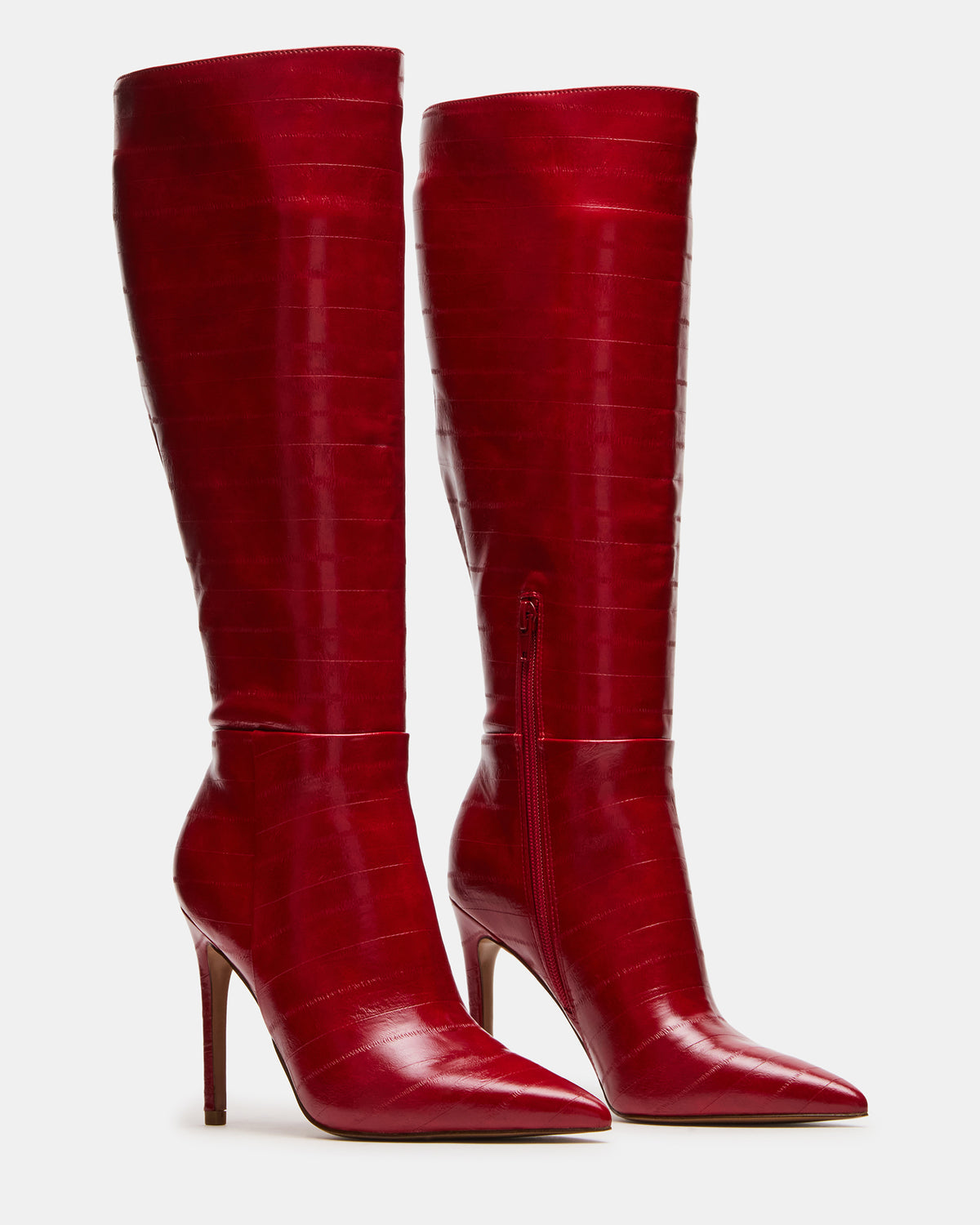 NITRO Red Eel Wide Calf Pointed-Toe Stiletto Heel Knee-High Women's Boots | Steve Madden Latest