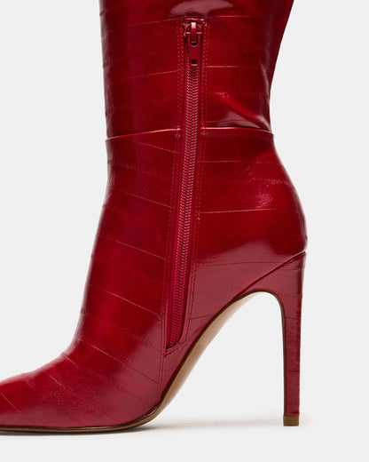 NITRO Red Eel Wide Calf Pointed-Toe Stiletto Heel Knee-High Women's Boots | Steve Madden Latest