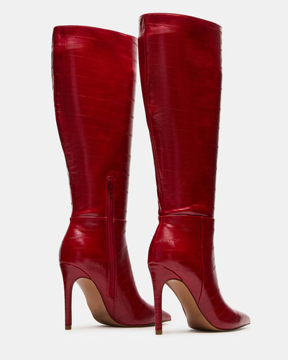 NITRO Red Eel Wide Calf Pointed-Toe Stiletto Heel Knee-High Women's Boots | Steve Madden Latest