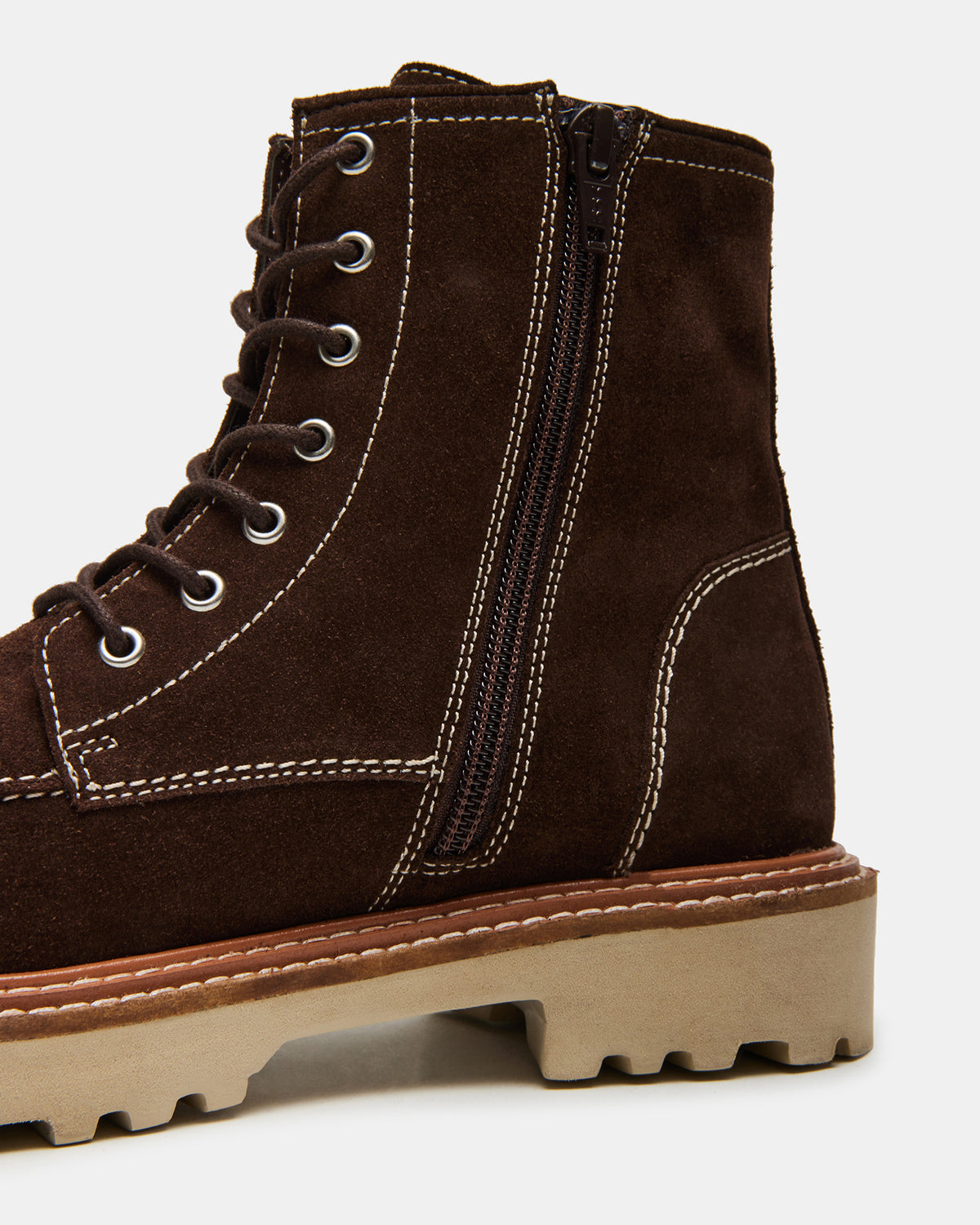 FOREST Brown Suede Lug Ankle Boot | Women's Booties | Steve Madden Best Seller