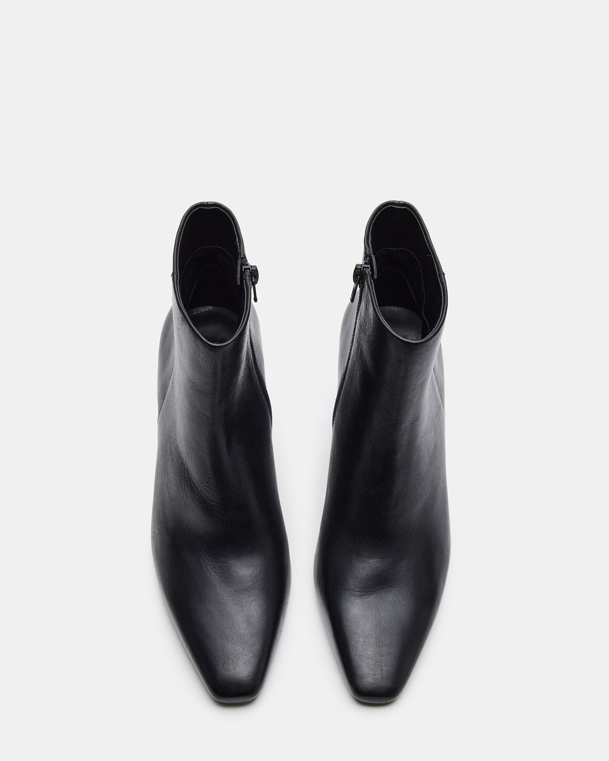 AIDAN Black Leather Block Heel Ankle Boot | Women's Booties | Steve Madden Everyday
