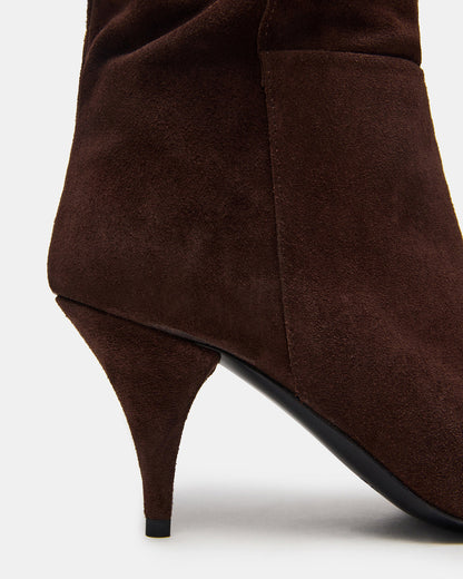 LINGER Brown Suede Pointed-Toe Over-The-Knee Heeled Women's Boot | Steve Madden Classic