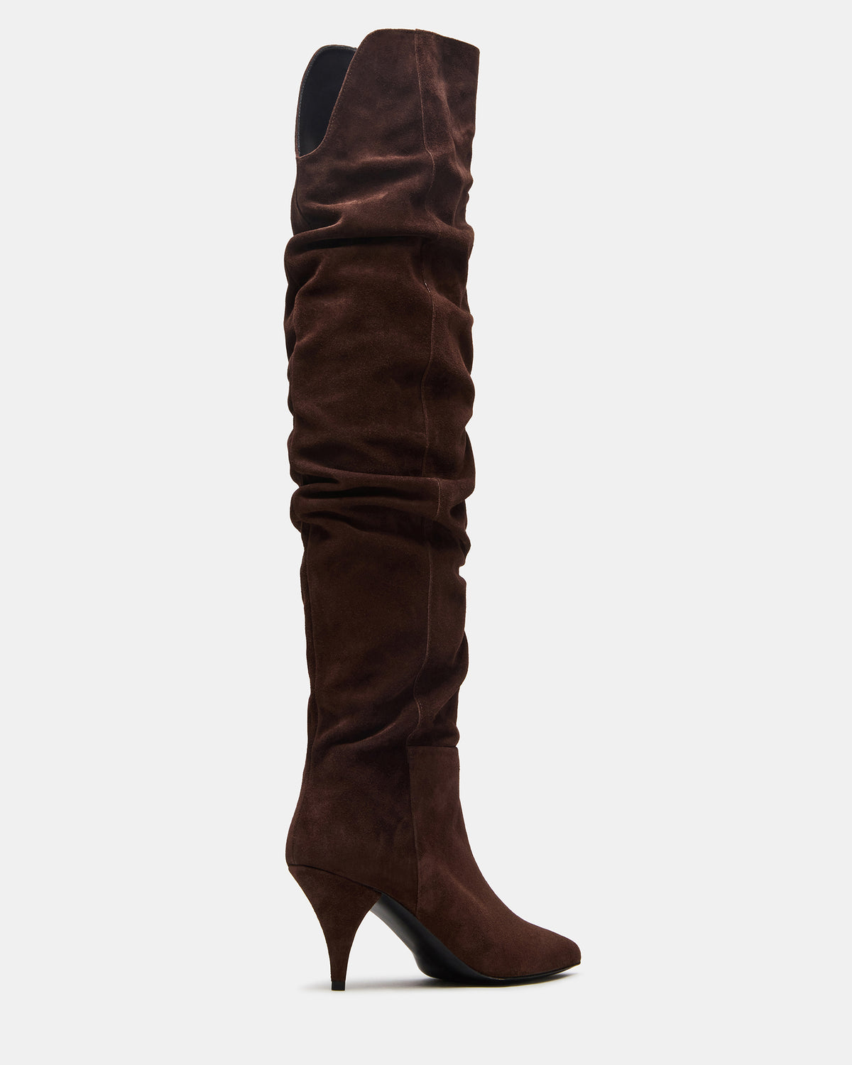 LINGER Brown Suede Pointed-Toe Over-The-Knee Heeled Women's Boot | Steve Madden Classic