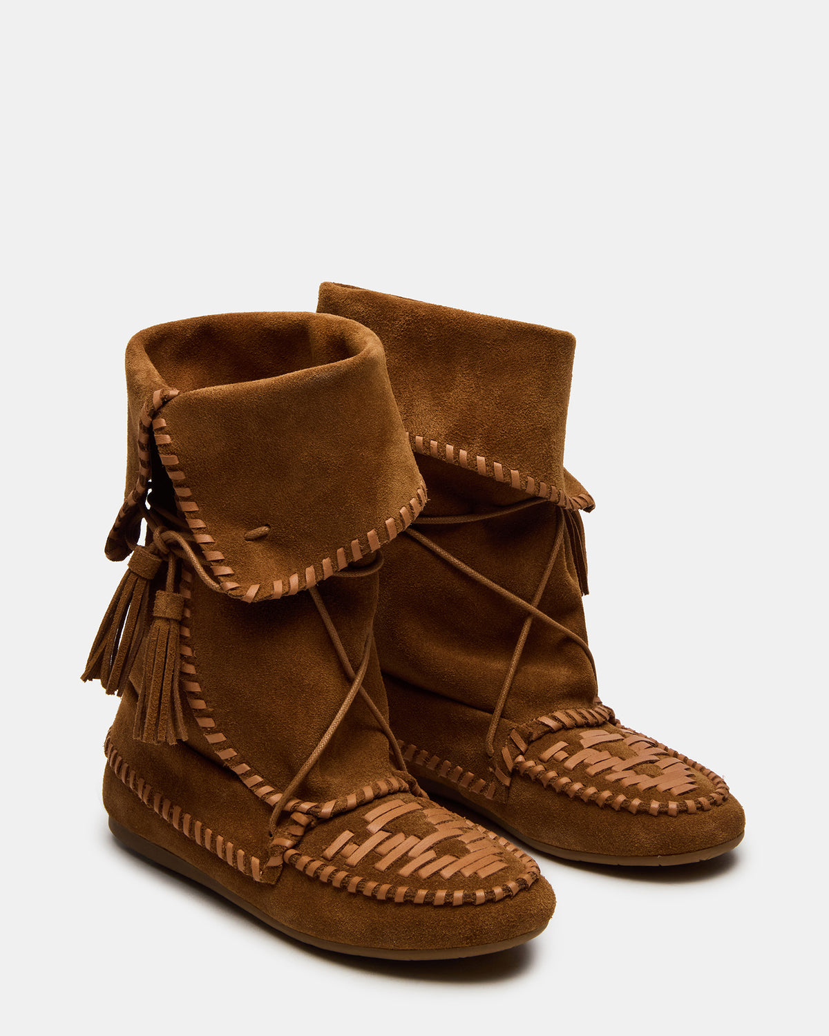 TIPPETT Chestnut Suede Fold-Over Tassel Boot | Women's Boots | Steve Madden Value