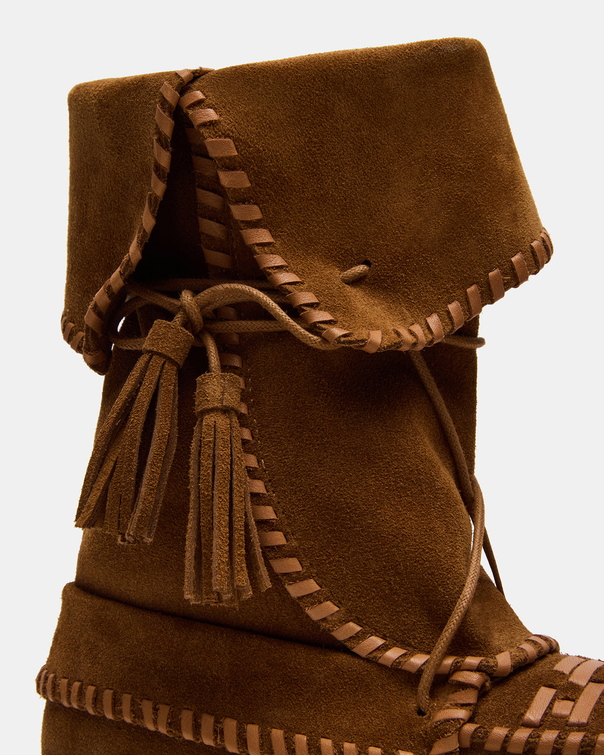 TIPPETT Chestnut Suede Fold-Over Tassel Boot | Women's Boots | Steve Madden Value