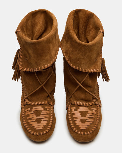 TIPPETT Chestnut Suede Fold-Over Tassel Boot | Women's Boots | Steve Madden Value