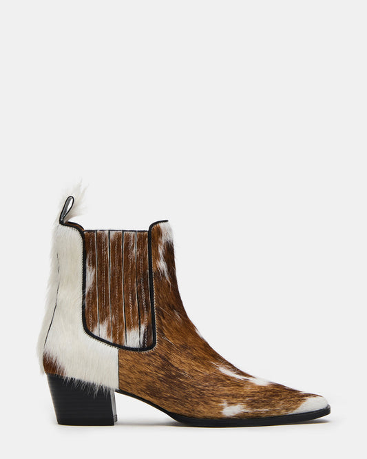 ALFONSA Brown Multi Chelsea Block Heel Women's Ankle Boot | Steve Madden Recommended