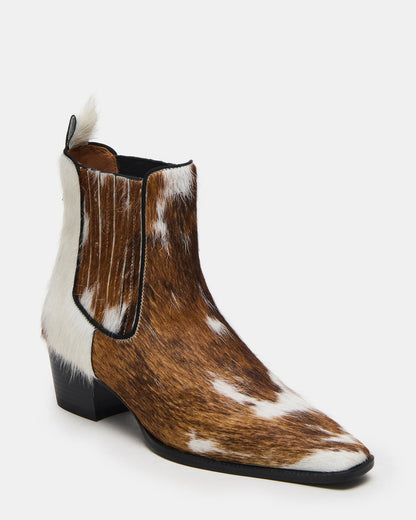 ALFONSA Brown Multi Chelsea Block Heel Women's Ankle Boot | Steve Madden Recommended