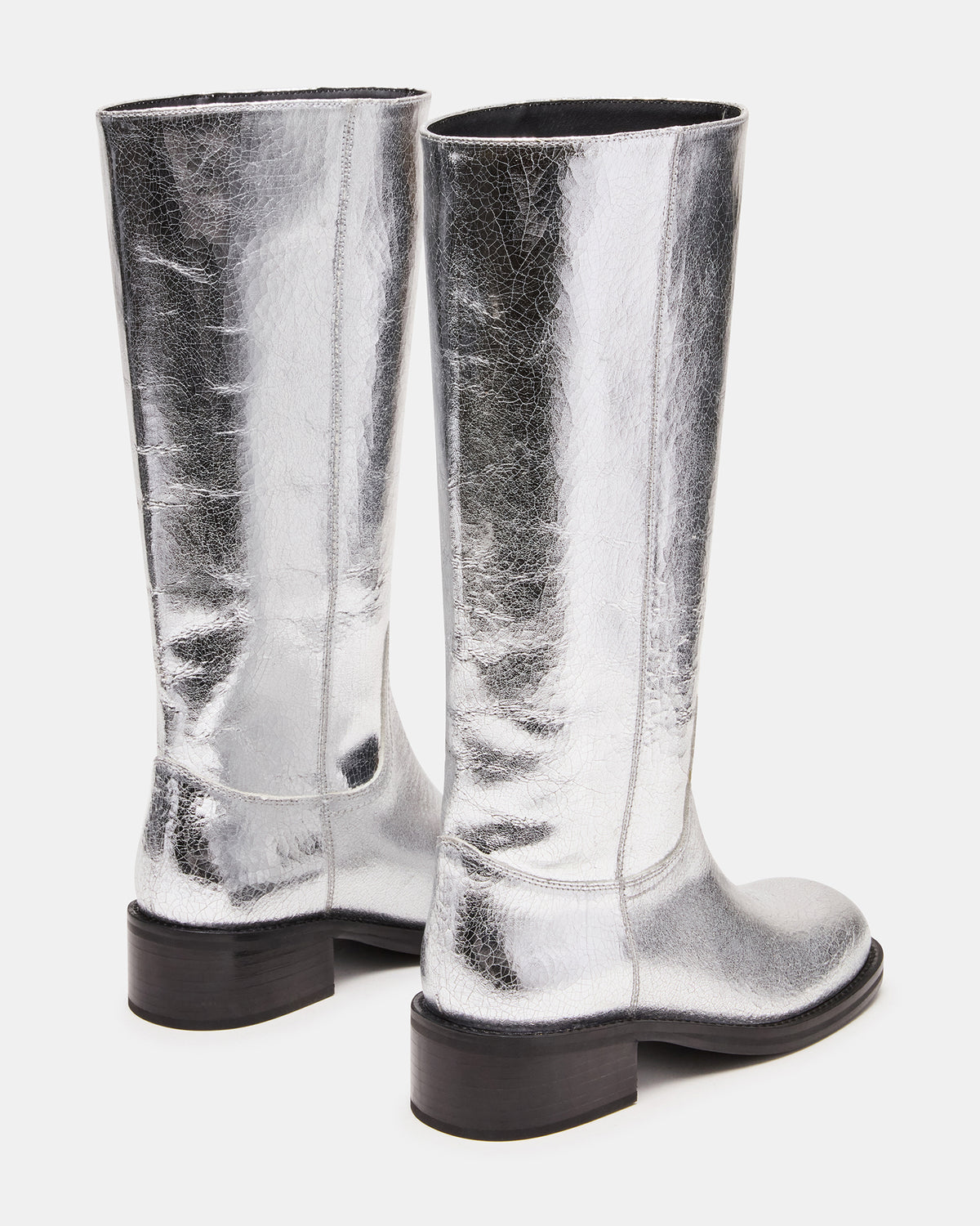 RIGGS Silver Leather Square-Toe Women's Boot | Steve Madden Discount