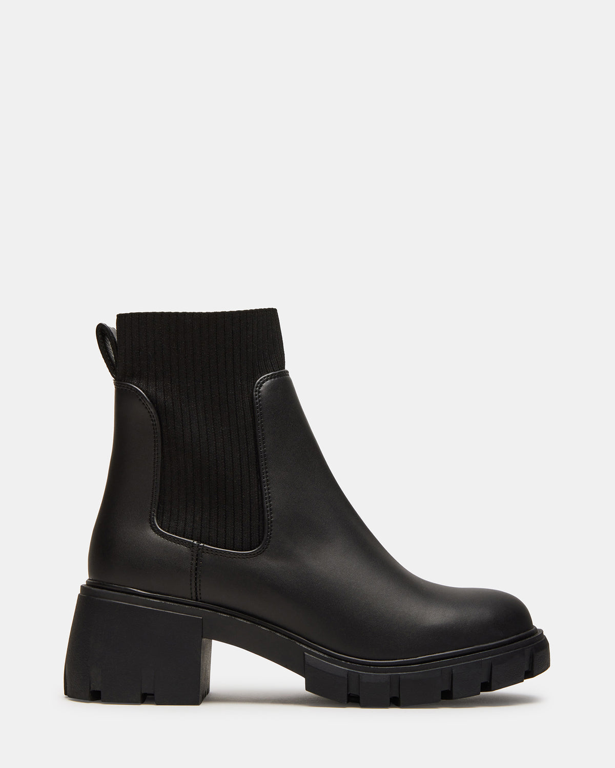 HUTCHH20 Black Water-Resistant Lug Sole Ankle Boot | Women's Booties | Steve Madden Best Seller