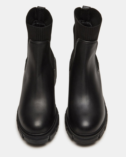 HUTCHH20 Black Water-Resistant Lug Sole Ankle Boot | Women's Booties | Steve Madden Best Seller