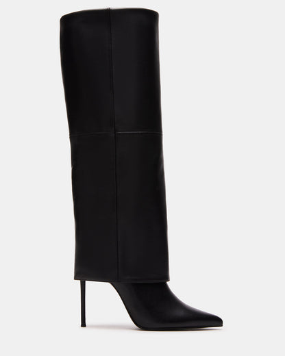 SMITH Black Leather Women's Cuffed Stiletto Boot | Steve Madden Smart Buy