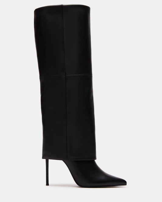 SMITH Black Leather Women's Cuffed Stiletto Boot | Steve Madden Smart Buy