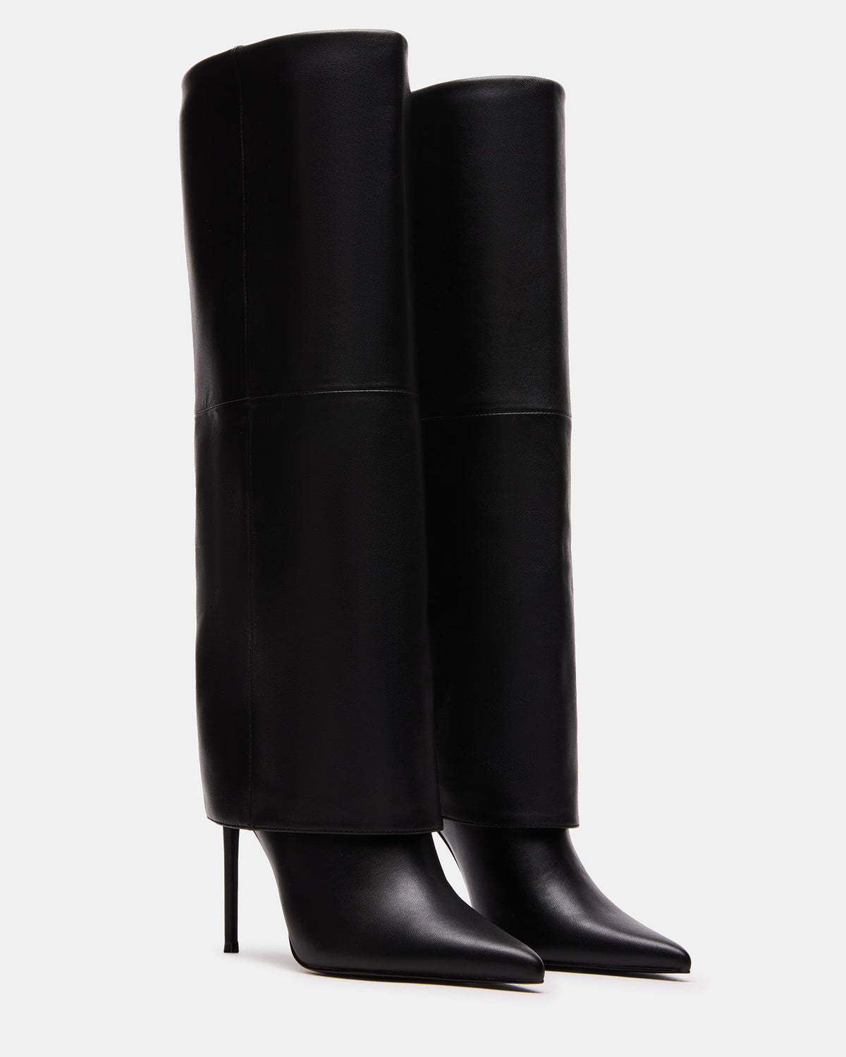 SMITH Black Leather Women's Cuffed Stiletto Boot | Steve Madden Smart Buy