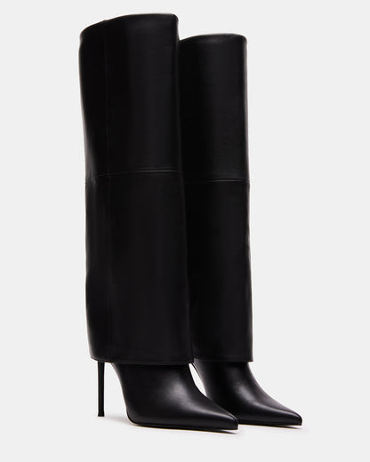 SMITH Black Leather Women's Cuffed Stiletto Boot | Steve Madden Smart Buy