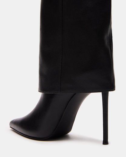 SMITH Black Leather Women's Cuffed Stiletto Boot | Steve Madden Smart Buy