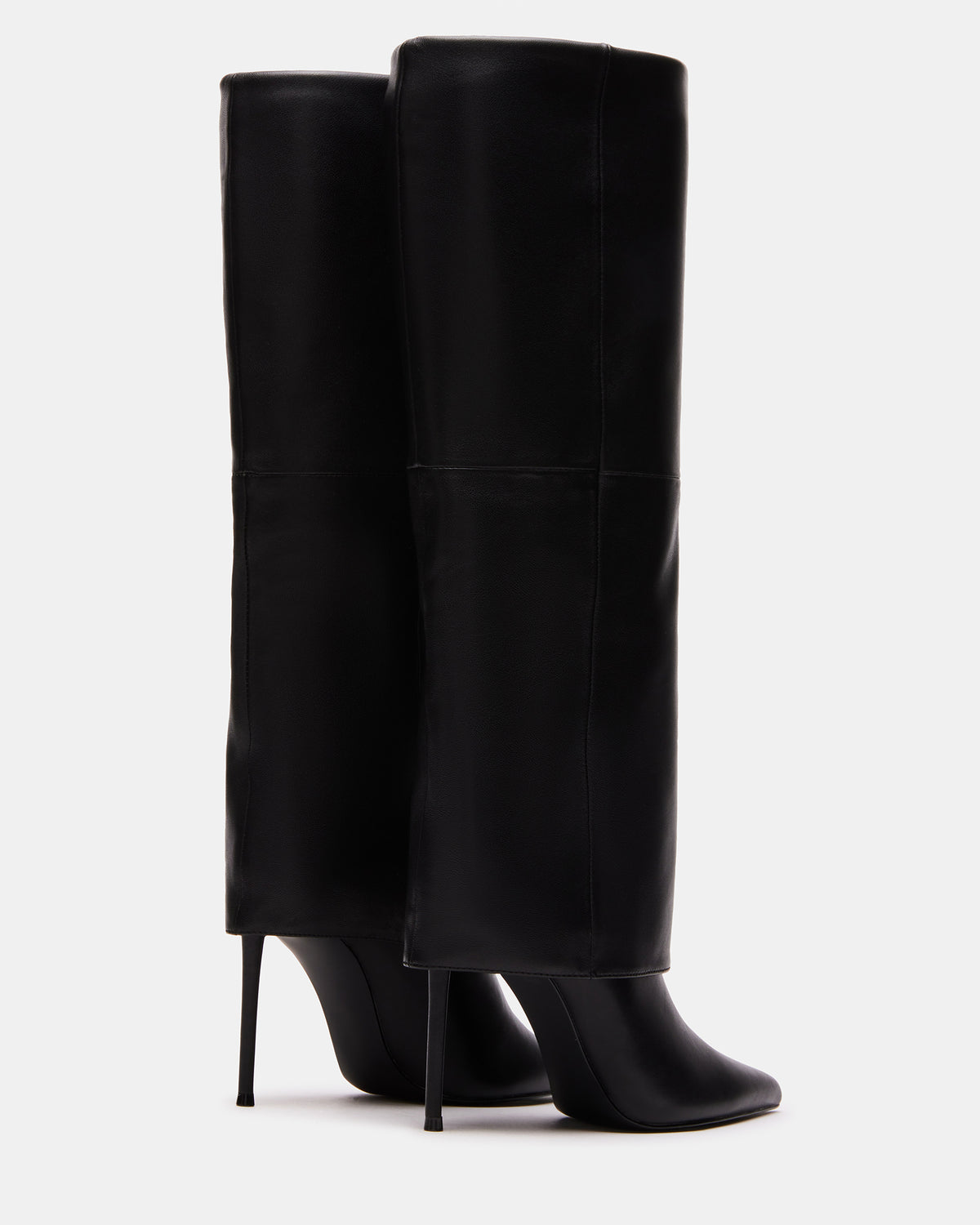 SMITH Black Leather Women's Cuffed Stiletto Boot | Steve Madden Smart Buy