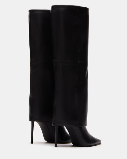 SMITH Black Leather Women's Cuffed Stiletto Boot | Steve Madden Smart Buy