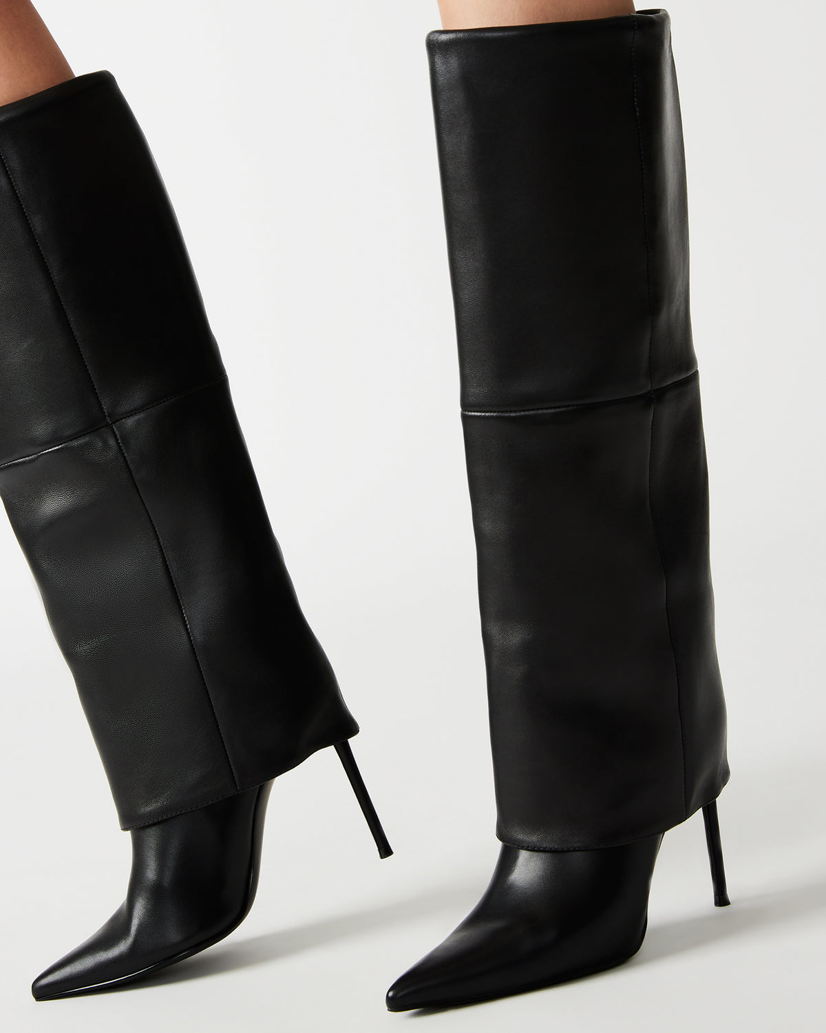 SMITH Black Leather Women's Cuffed Stiletto Boot | Steve Madden Smart Buy