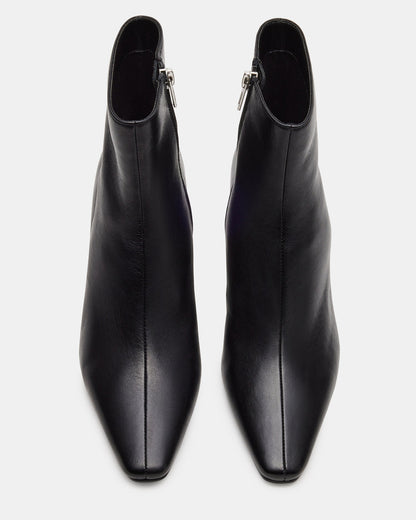DELVIE Black Leather Kitten Heel Ankle Boot | Women's Booties | Steve Madden Essential