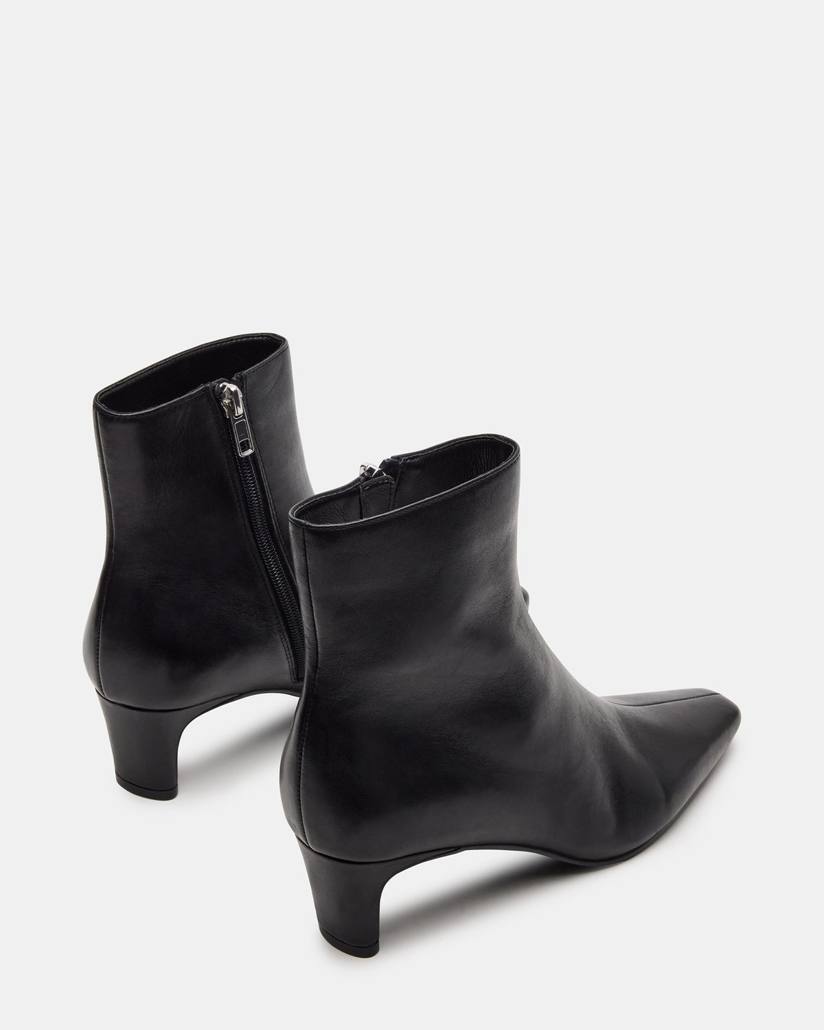 DELVIE Black Leather Kitten Heel Ankle Boot | Women's Booties | Steve Madden Essential
