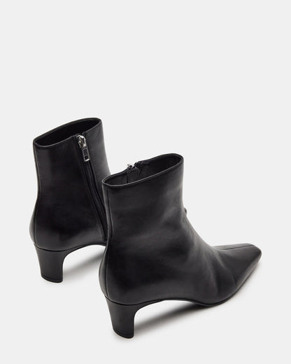 DELVIE Black Leather Kitten Heel Ankle Boot | Women's Booties | Steve Madden Essential
