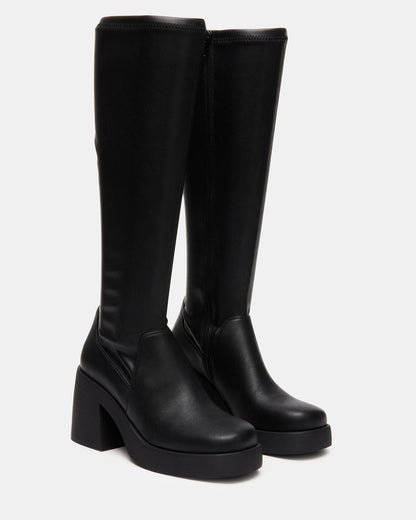 BERKLEIGH Black Wide Calf Women's Knee High Boot | Steve Madden Latest