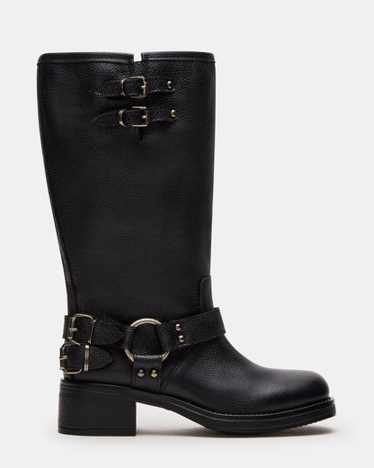 ASTOR Black Leather Wide Calf Knee-High Women's Boot | Steve Madden Customer Favorite
