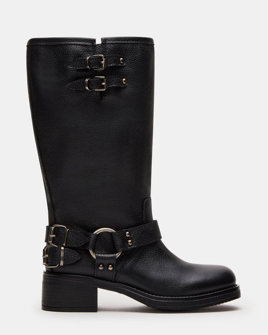 ASTOR Black Leather Wide Calf Knee-High Women's Boot | Steve Madden Customer Favorite
