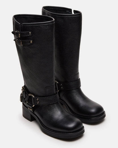 ASTOR Black Leather Wide Calf Knee-High Women's Boot | Steve Madden Customer Favorite