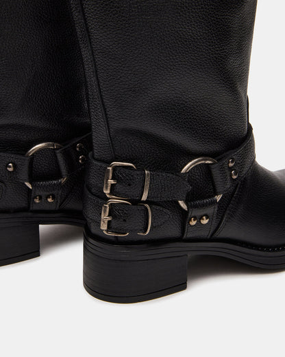 ASTOR Black Leather Wide Calf Knee-High Women's Boot | Steve Madden Customer Favorite