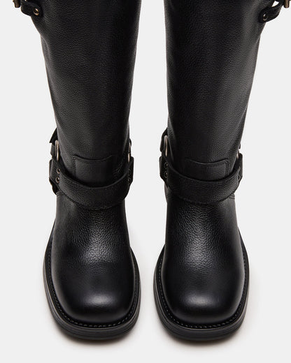 ASTOR Black Leather Wide Calf Knee-High Women's Boot | Steve Madden Customer Favorite