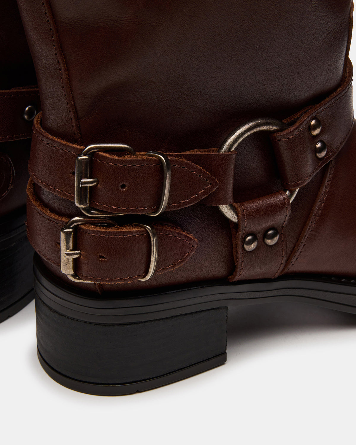 ASTOR Brown Leather Wide Calf Knee-High Women's Boot | Steve Madden Top Pick
